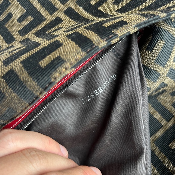 Fendi Mamma Baguette Shoulder Bag Monogram Zucca FF Brown Red Vintage W Dust Bag - Picture 12 of 16
